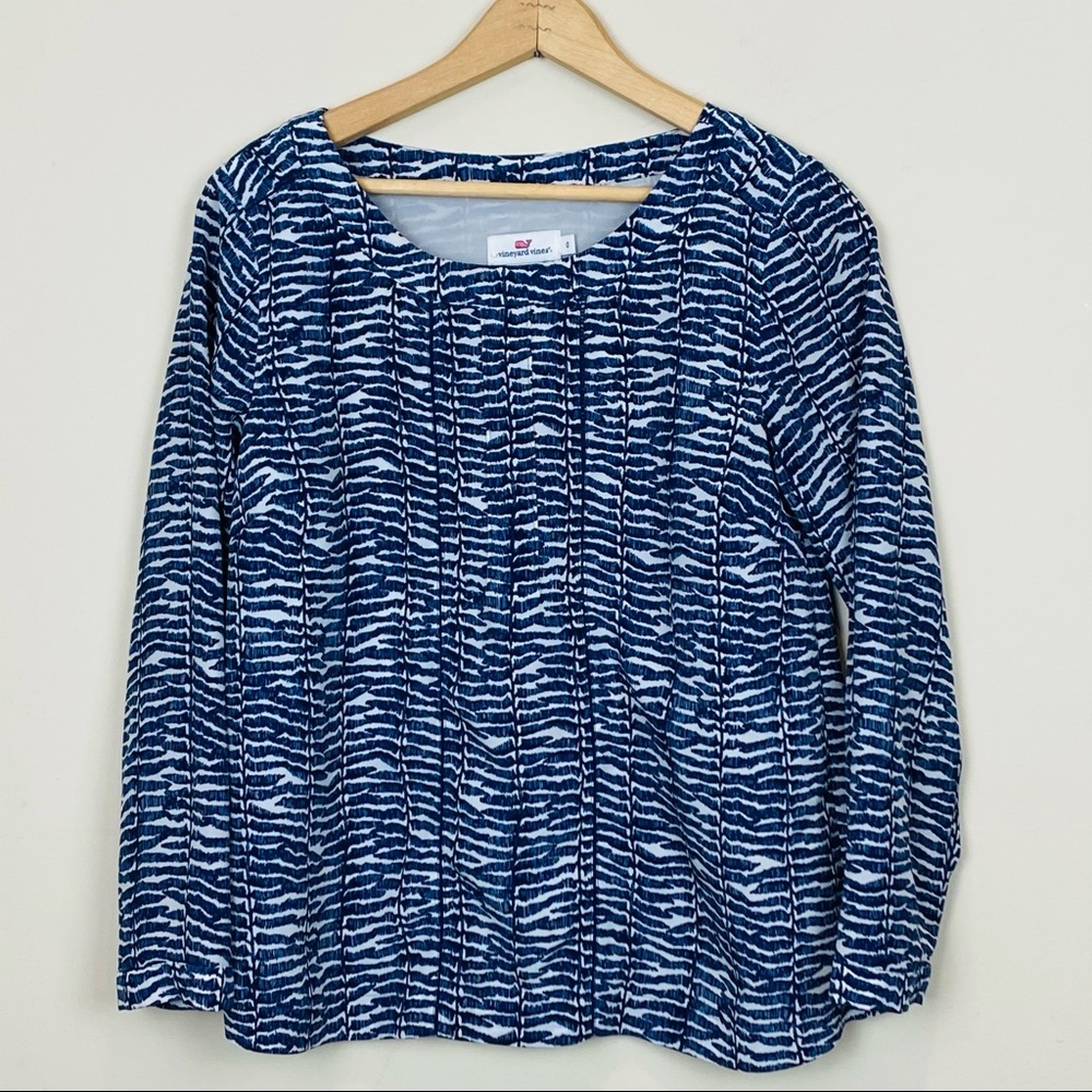 Vineyard Vines | Blue & White Pullover Blouse; 0